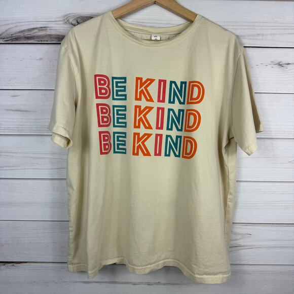 Women's BE KIND Cropped Cream‎ Colored Short Sleeve Graphic Tee XXL - Picture 1 of 5